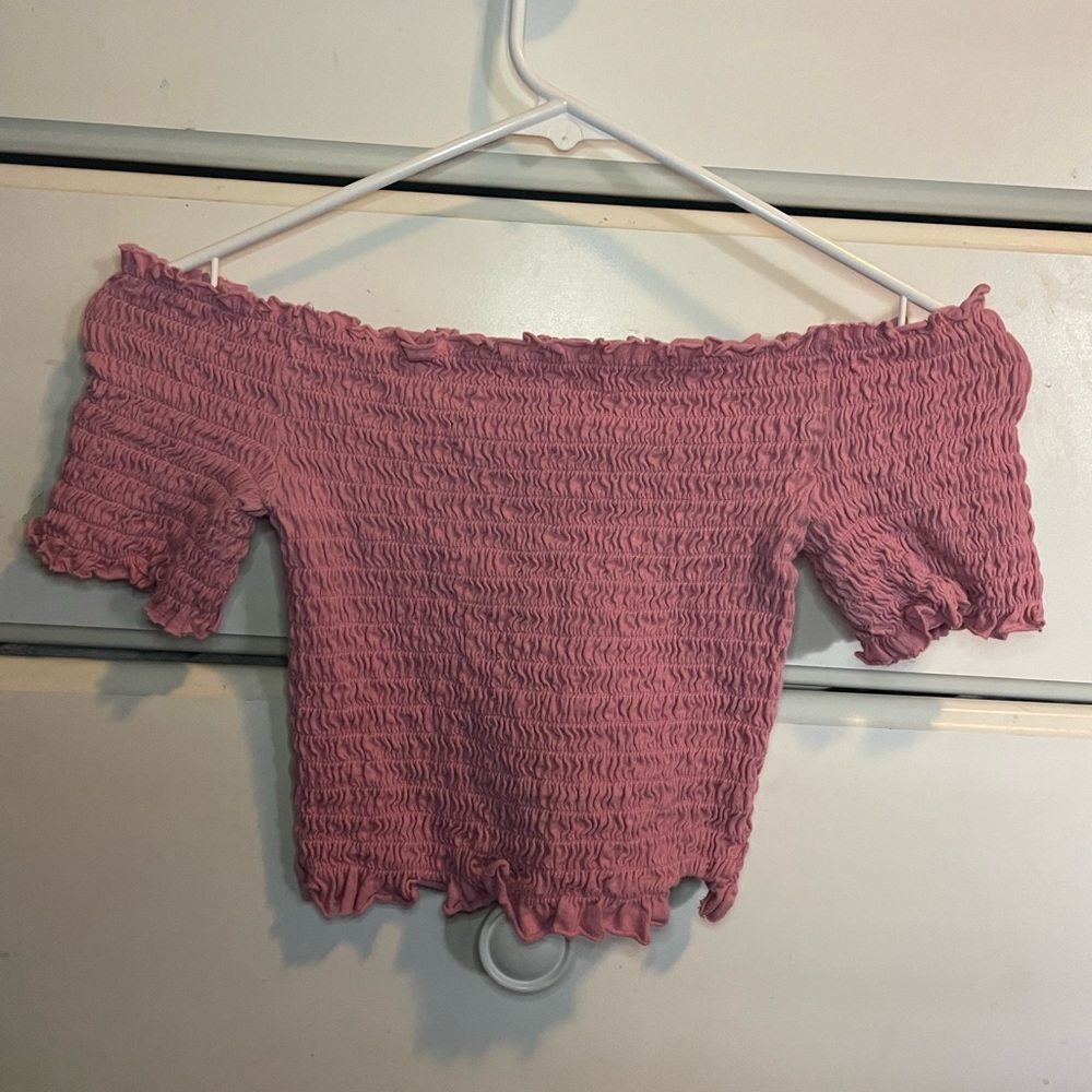 Pink off-the shoulder crop top